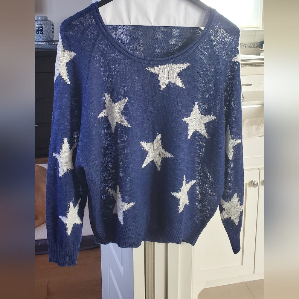 Blue sweater with white stars size M